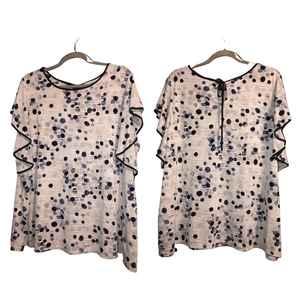 The Limited 2X Tulip Sleeve Polka Dot Blouse